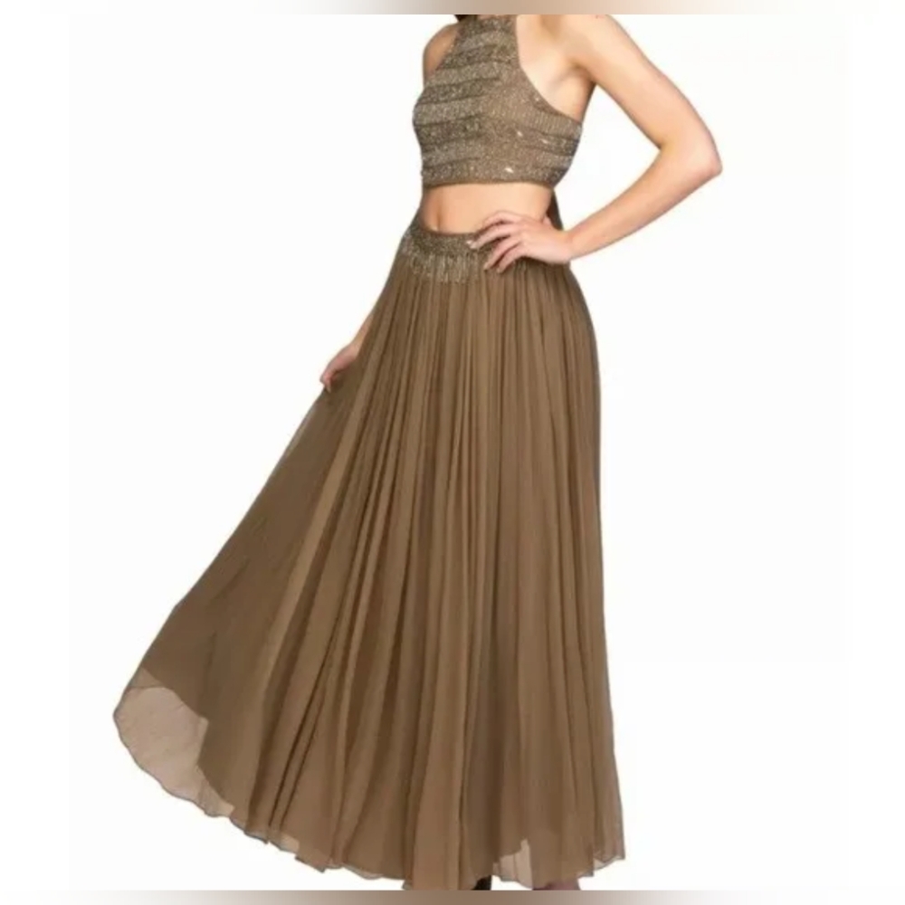 Free People Dew Drop Beaded Embellished Chiffon Maxi Skirt 2